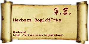 Herbszt Boglárka névjegykártya